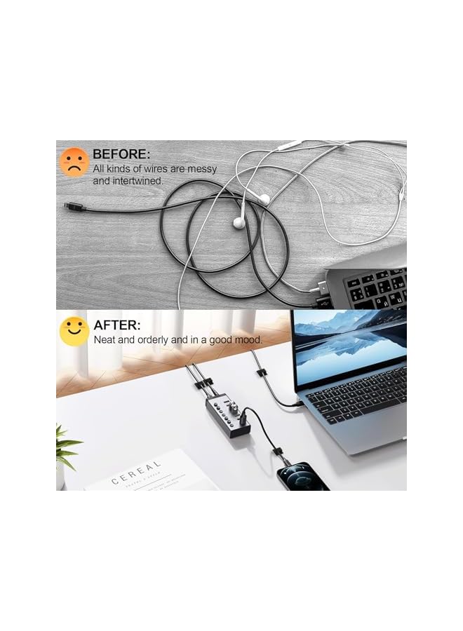 3M 100Pcs Small White Black Adhesive Cable Clips for Cord Management Under Desk Nightstand Phone PC Charger Plug Speaker TV Cord Holder Keeper Hook Wall Wire Organizer Car Dash Cam - Image 4